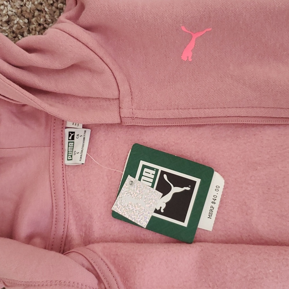 PUMA Girls Pink Full Zip Hoodie Fleece Logo - Picture 3 of 3